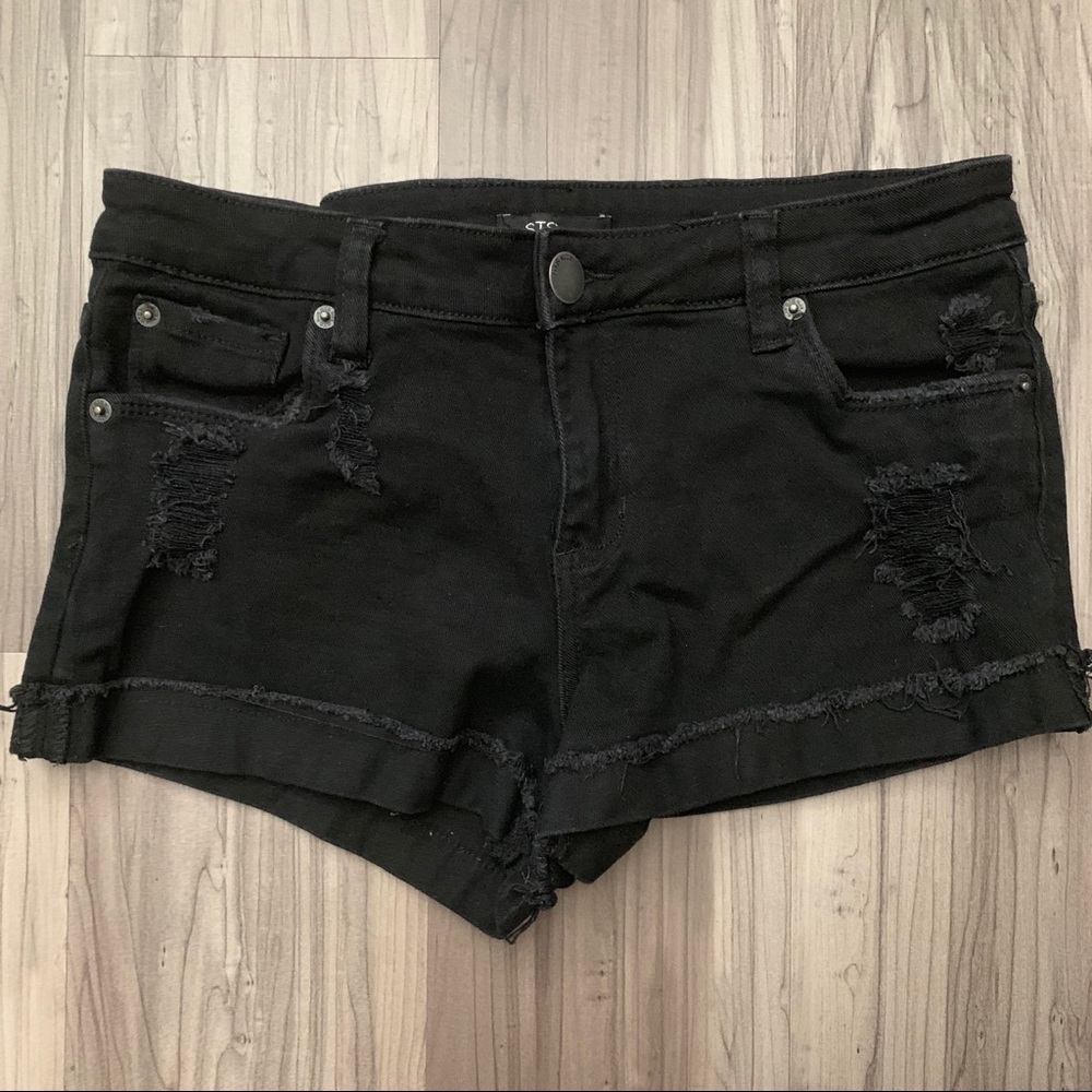 STS Blue- Black Denim Shorts